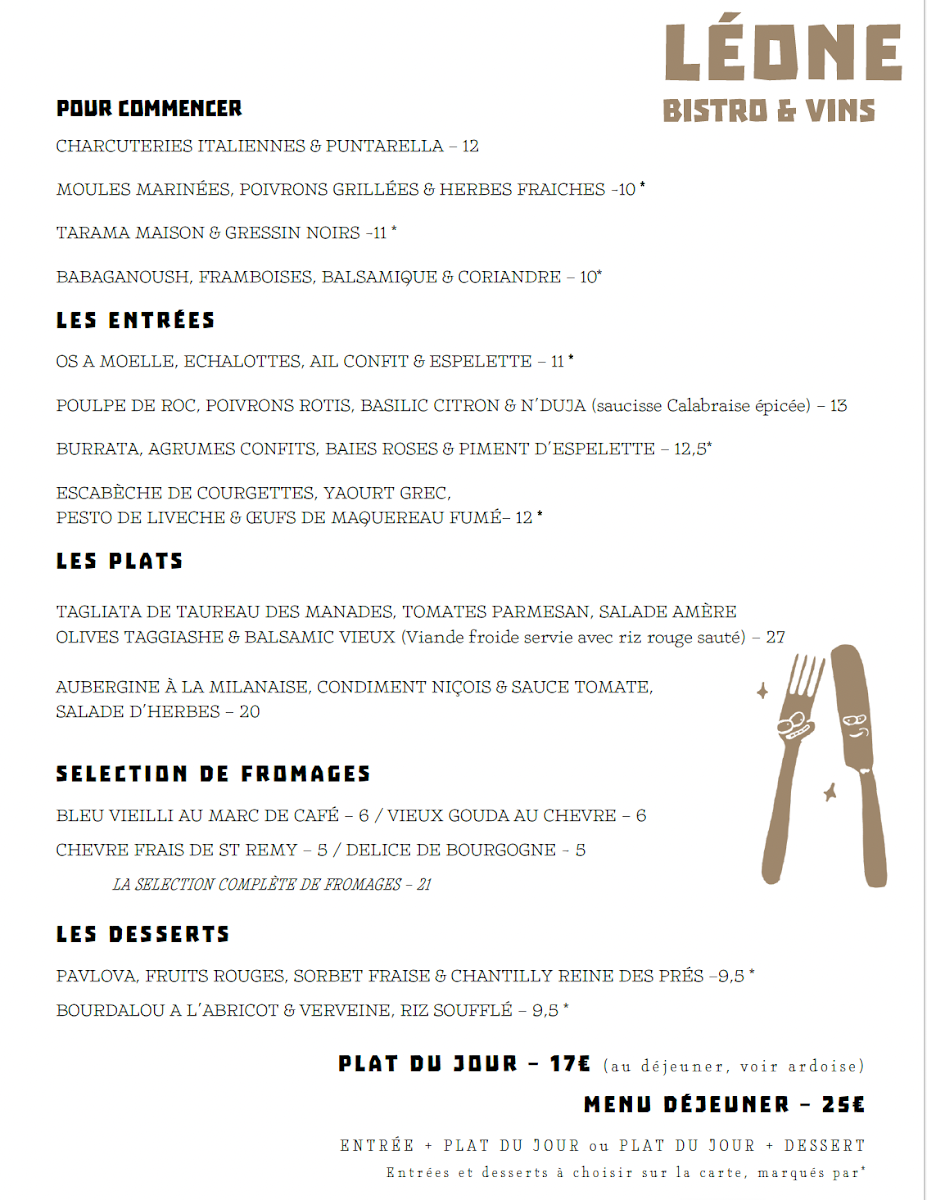Menu Léone Bistro - Restaurant & Vins-1