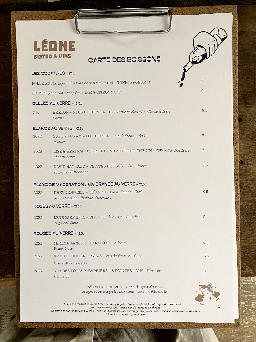 Menu Léone Bistro - Restaurant & Vins-2